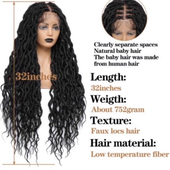 Full Lace Braided Wig Synthetic Knotless Box Goddess Faux Locs Braided Wig - Picture 12 of 12